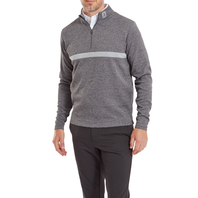 FootJoy Inset Stripe Chillout Pullover - Heather Gravel/Heather Cliff Grey