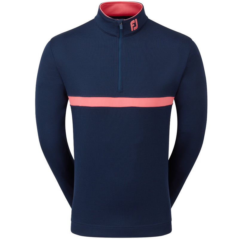 FootJoy Inset Stripe Chillout Pullover - Navy/Coral Red