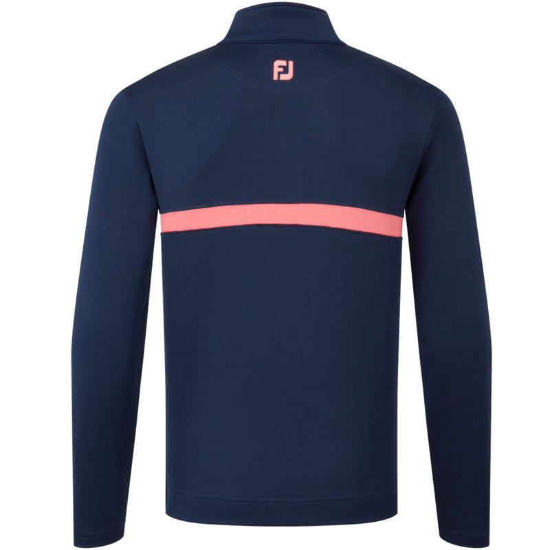 FootJoy Inset Stripe Chillout Pullover - Navy/Coral Red