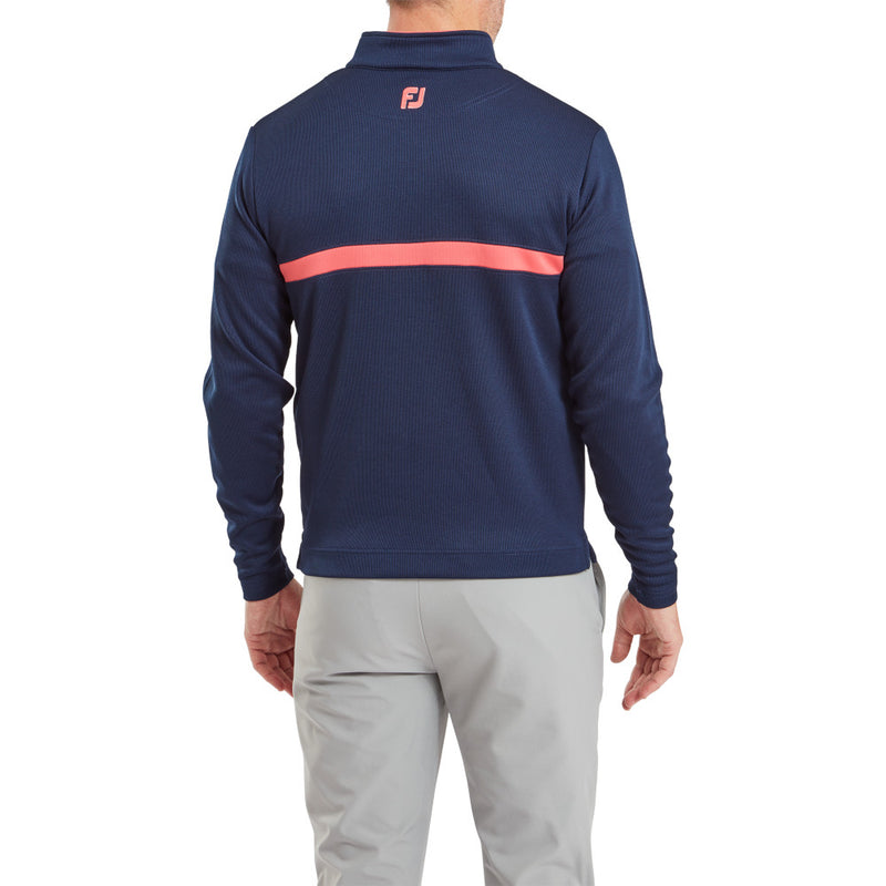 FootJoy Inset Stripe Chillout Pullover - Navy/Coral Red