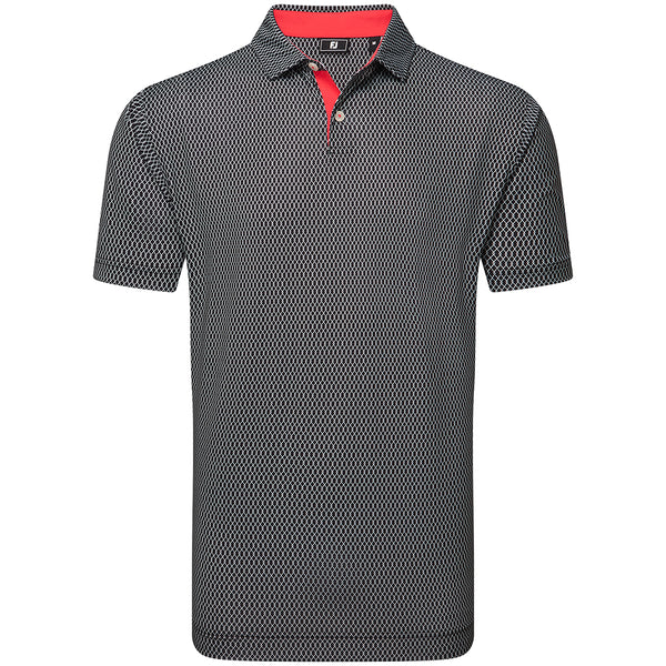 FootJoy Irongate Print Lisle Polo Shirt - Black/White