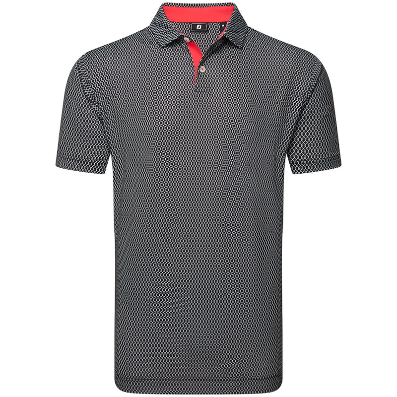 FootJoy Irongate Print Lisle Polo Shirt - Black/White