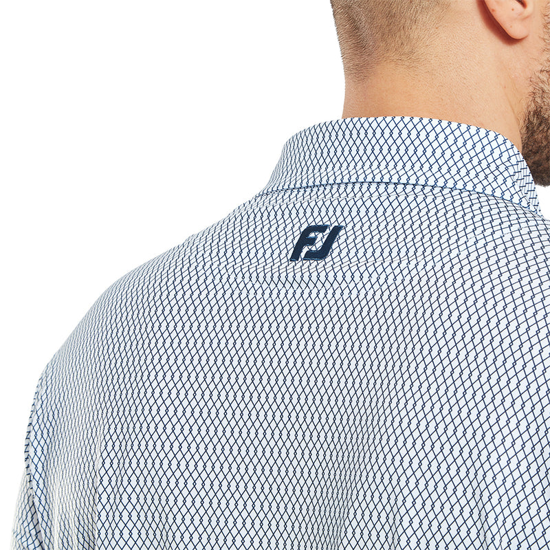 FootJoy Irongate Print Lisle Polo Shirt - White/Navy