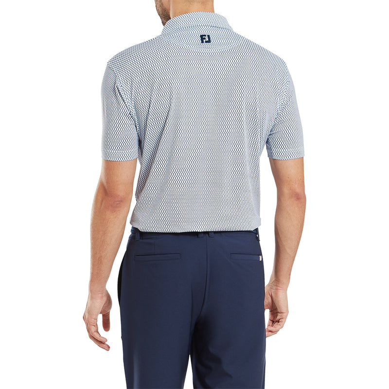 FootJoy Irongate Print Lisle Polo Shirt - White/Navy