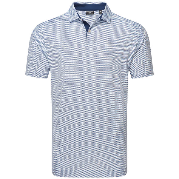 FootJoy Irongate Print Lisle Polo Shirt - White/Navy