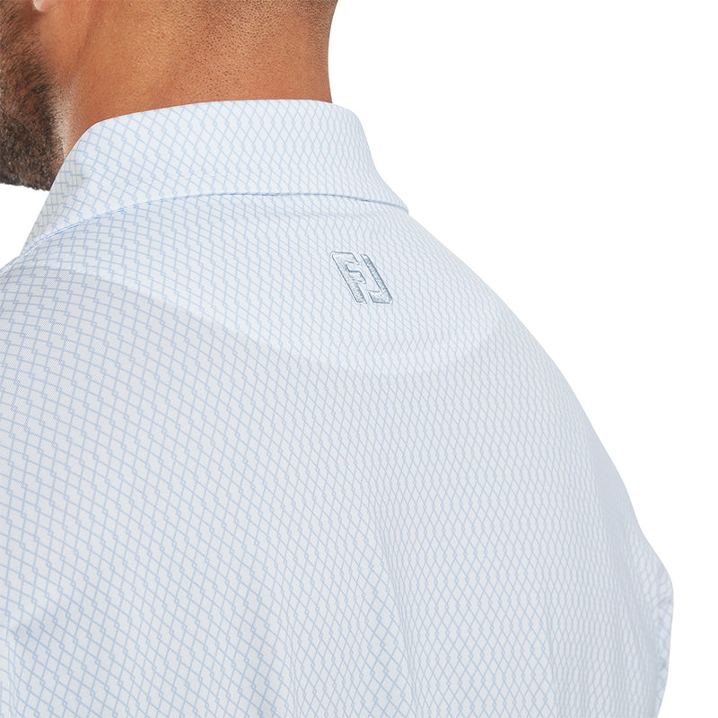 FootJoy Irongate Print Lisle Polo Shirt - White/Skyway