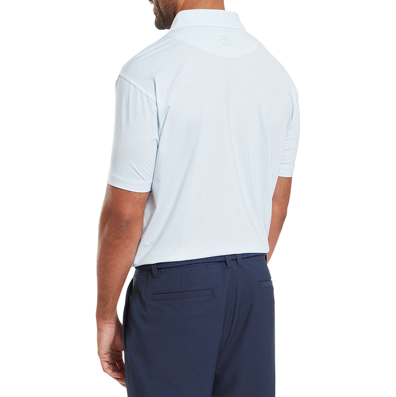 FootJoy Irongate Print Lisle Polo Shirt - White/Skyway