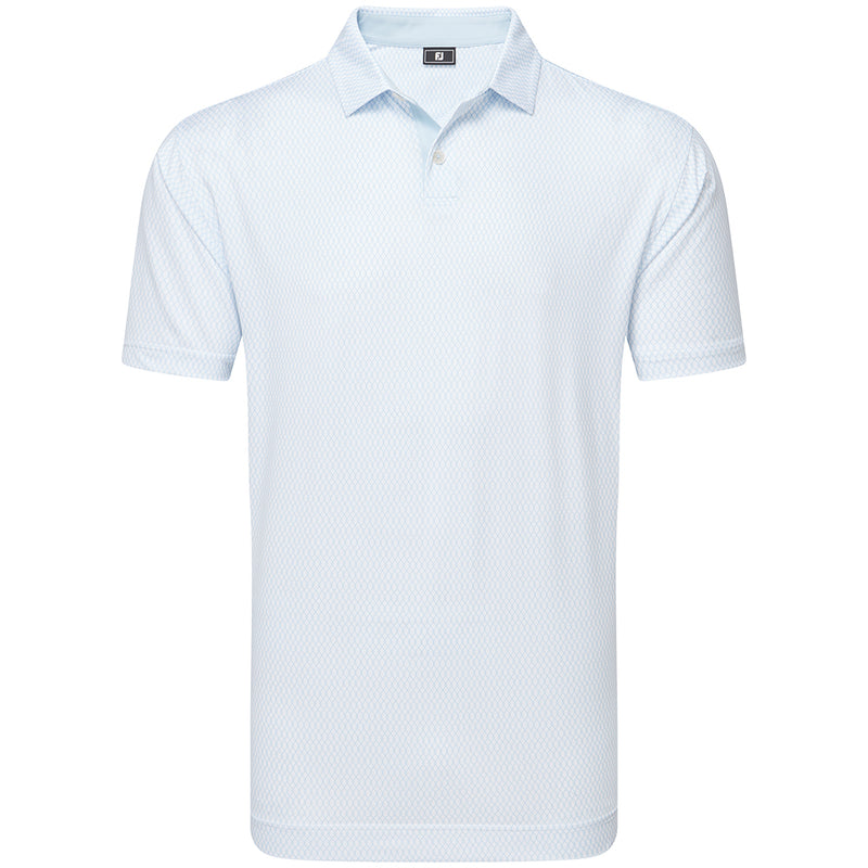 FootJoy Irongate Print Lisle Polo Shirt - White/Skyway