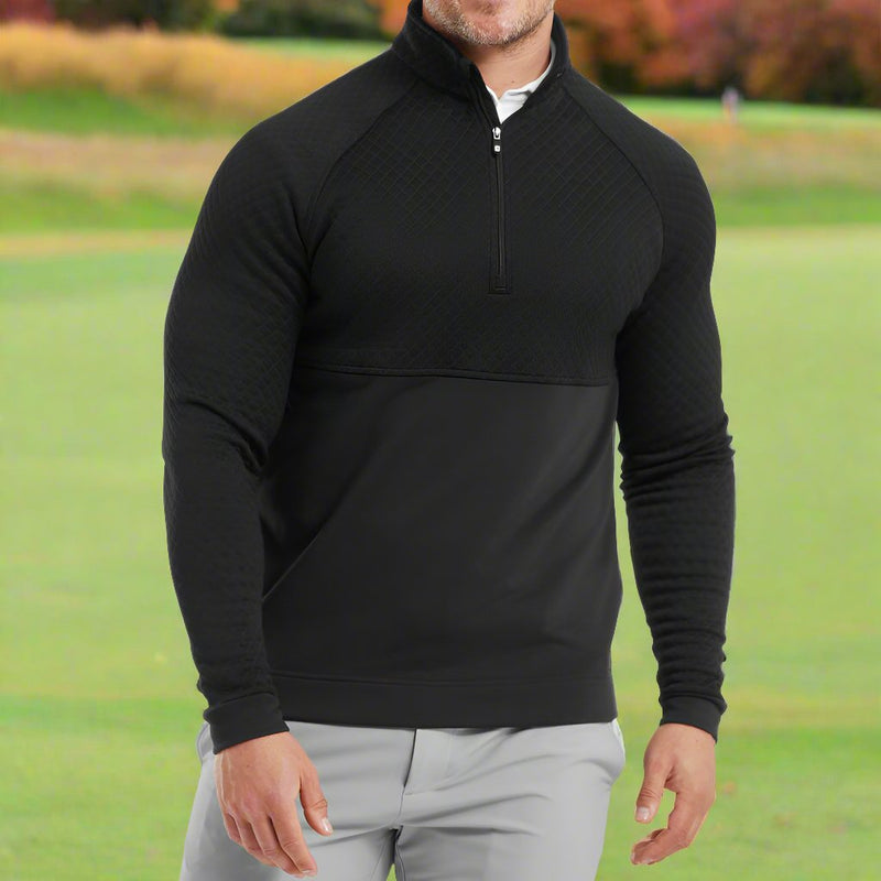 FootJoy Jacquard Thermal 1/4 Zip Chillout - Black