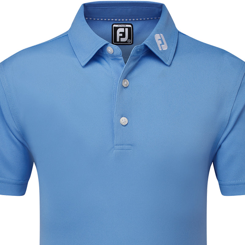 FootJoy Junior Stretch Pique Solid Polo Shirt - Light Blue