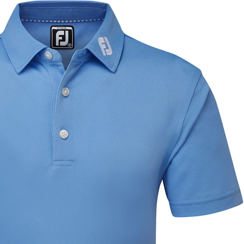 FootJoy Junior Stretch Pique Solid Polo Shirt - Light Blue