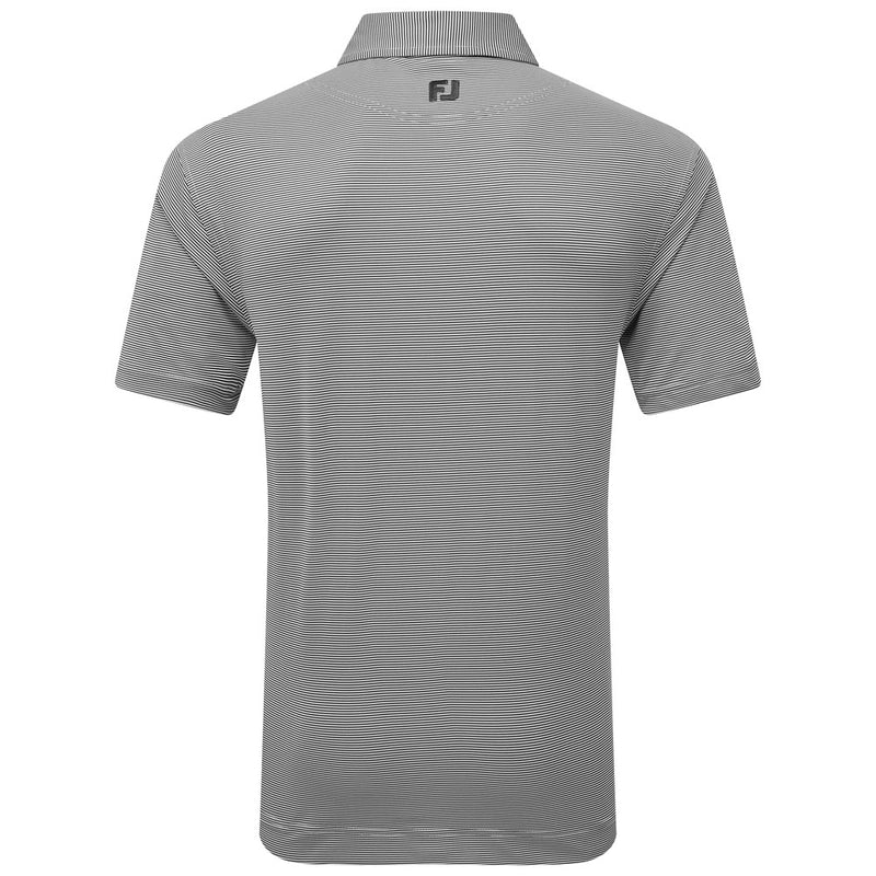 FootJoy Micro Feeder Stripe Lisle Polo Shirt - Black/Grey