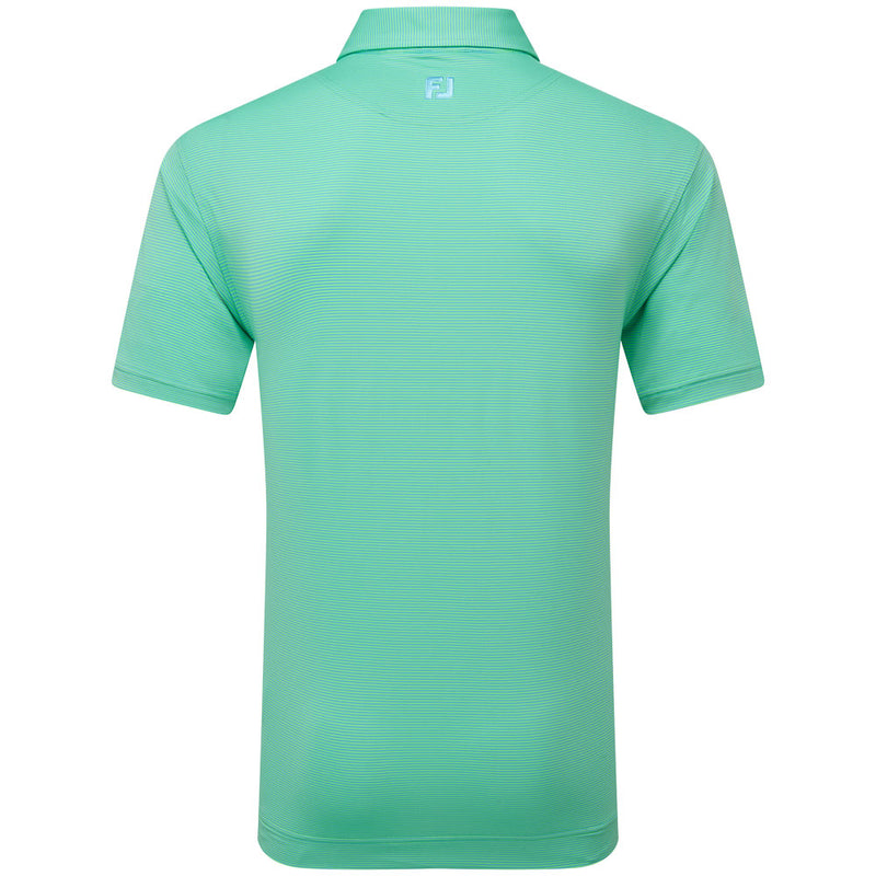 FootJoy Micro Feeder Stripe Lisle Polo Shirt - Lagoon/Mint