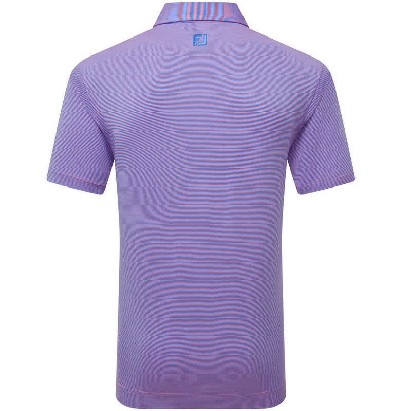 FootJoy Micro Feeder Stripe Lisle Polo Shirt - Marine/Pink