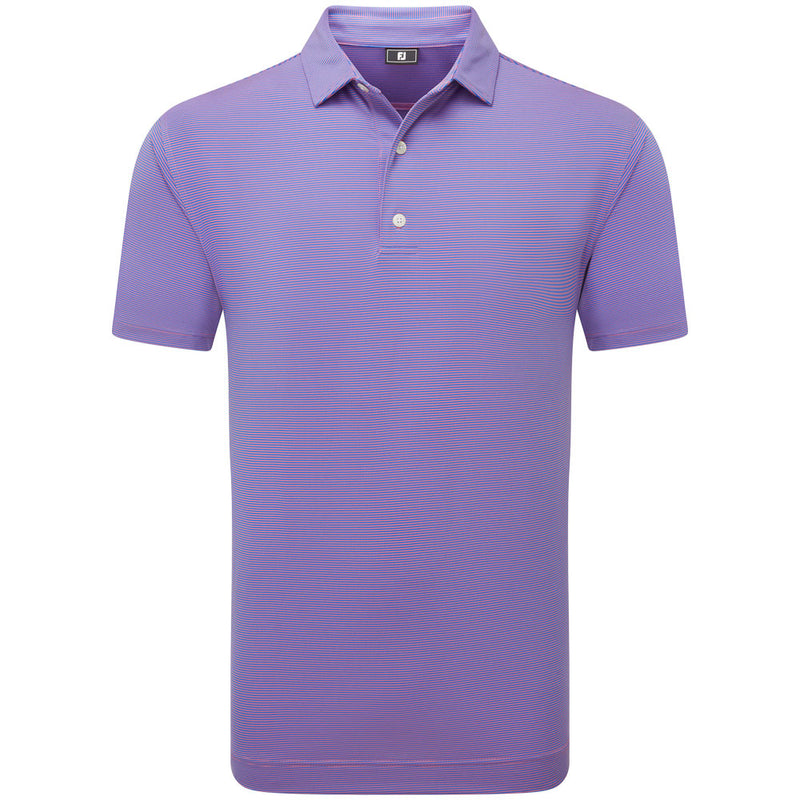 FootJoy Micro Feeder Stripe Lisle Polo Shirt - Marine/Pink