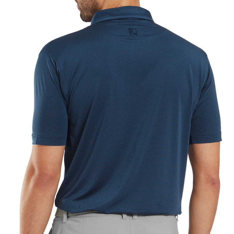 FootJoy Micro Feeder Stripe Lisle Polo Shirt - Navy Tonal