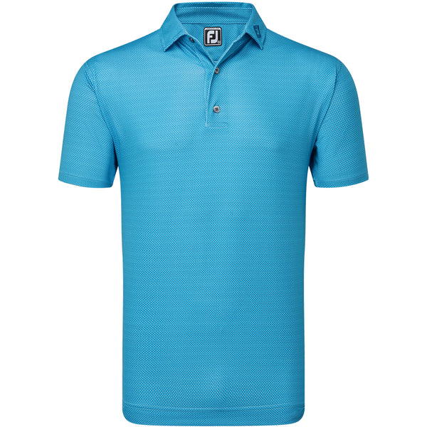 FootJoy Octagon Print Lisle Polo Shirt - Blue Sky