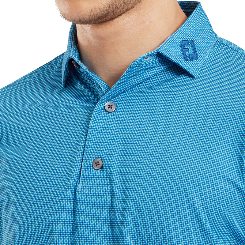 FootJoy Octagon Print Lisle Polo Shirt - Blue Sky