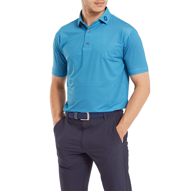 FootJoy Octagon Print Lisle Polo Shirt - Blue Sky