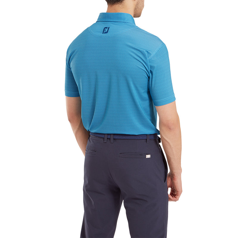 FootJoy Octagon Print Lisle Polo Shirt - Blue Sky