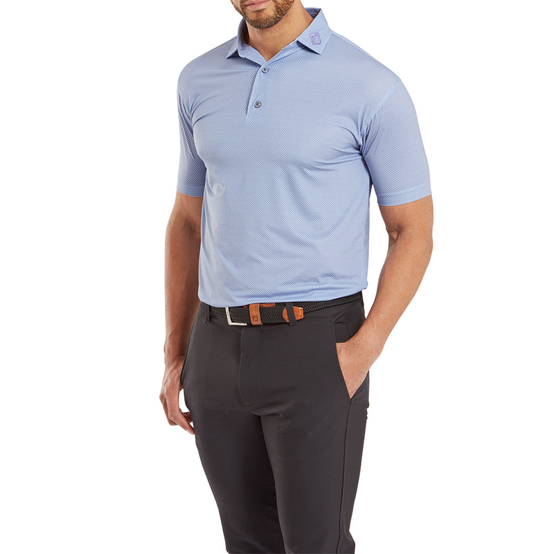 FootJoy Octagon Print Lisle Polo Shirt - Mist