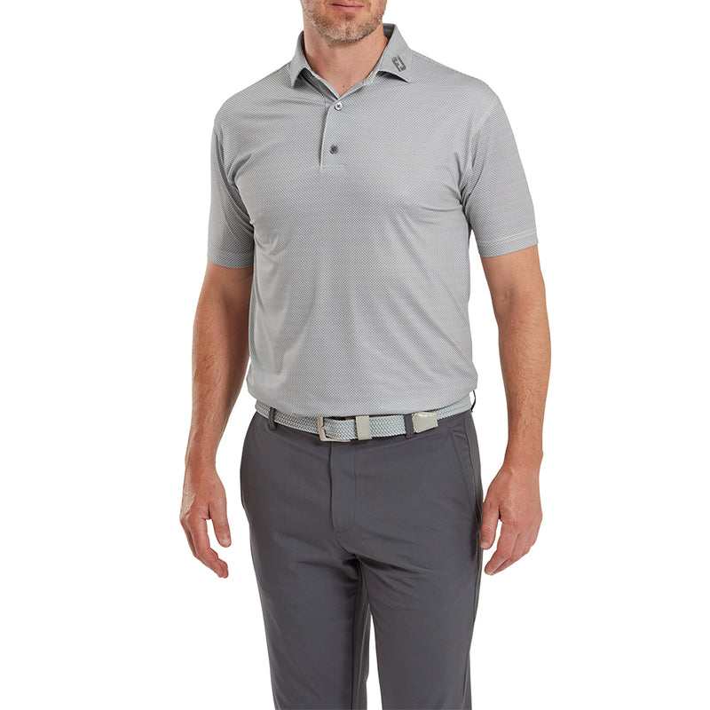 FootJoy Octagon Print Lisle Polo Shirt - White