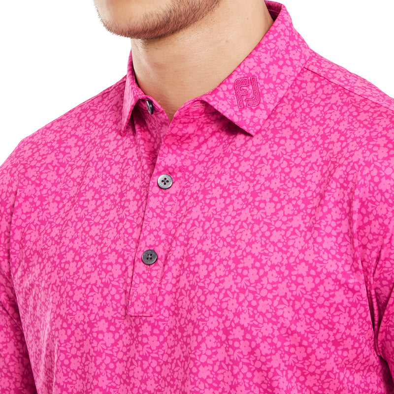 FootJoy Painted Floral Lisle Polo Shirt - Berry