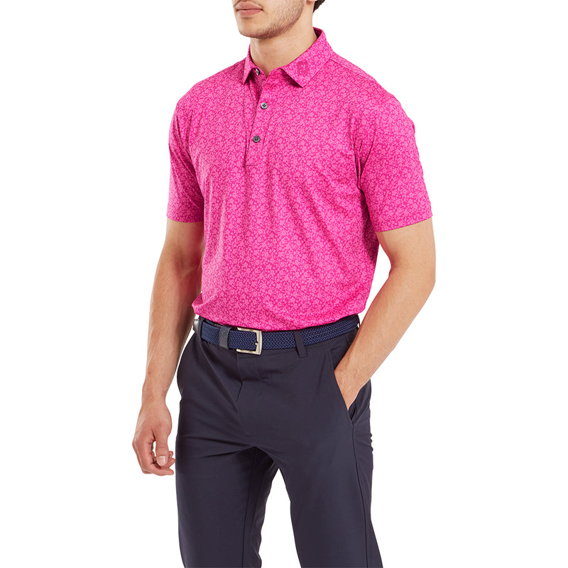 FootJoy Painted Floral Lisle Polo Shirt - Berry