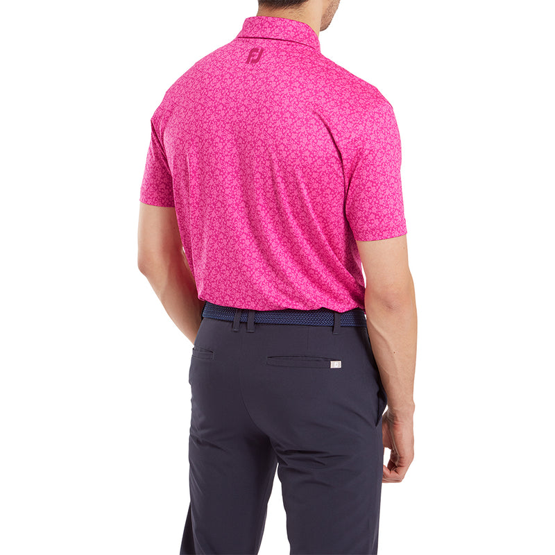 FootJoy Painted Floral Lisle Polo Shirt - Berry