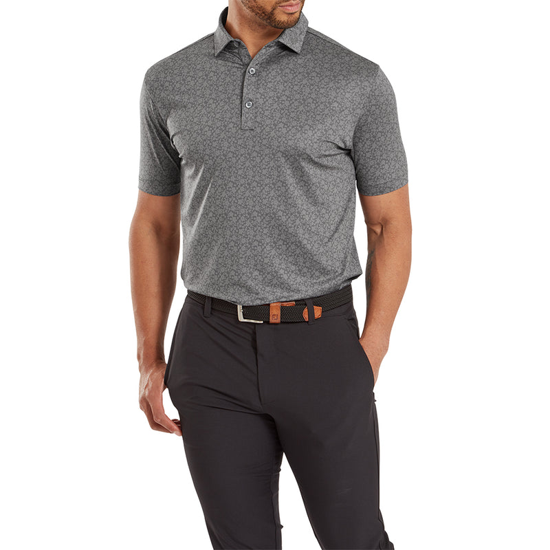 FootJoy Painted Floral Lisle Polo Shirt - Gravel