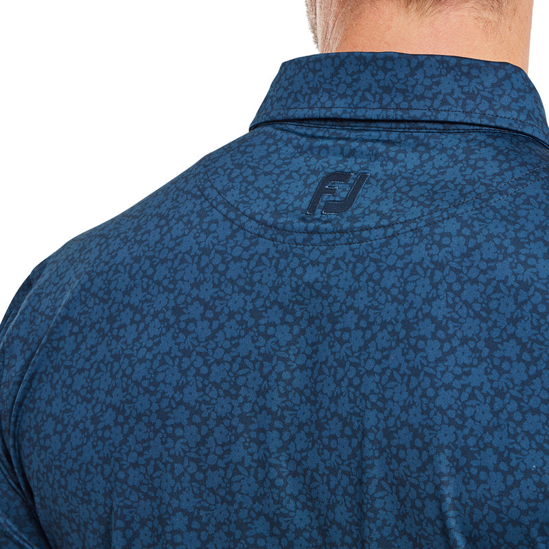 FootJoy Painted Floral Lisle Polo Shirt - Navy