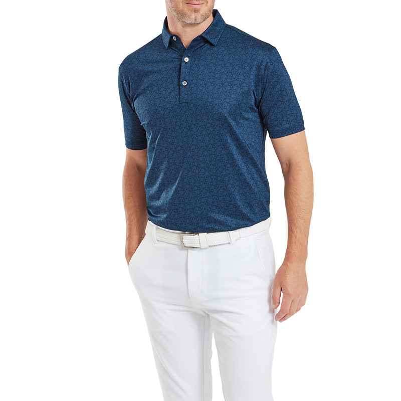 FootJoy Painted Floral Lisle Polo Shirt - Navy