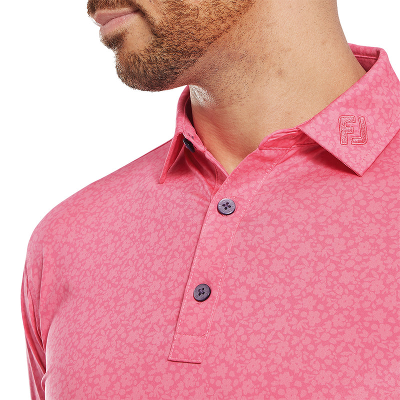 FootJoy Painted Floral Lisle Polo Shirt - Pink Lemonade