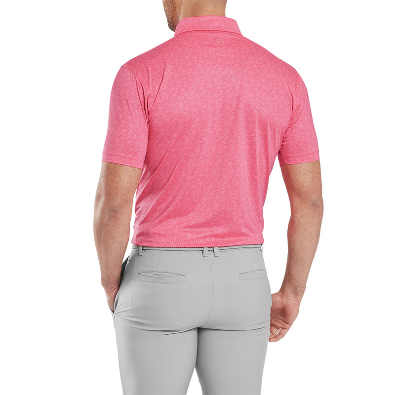 FootJoy Painted Floral Lisle Polo Shirt - Pink Lemonade