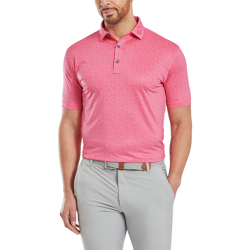 FootJoy Painted Floral Lisle Polo Shirt - Pink Lemonade