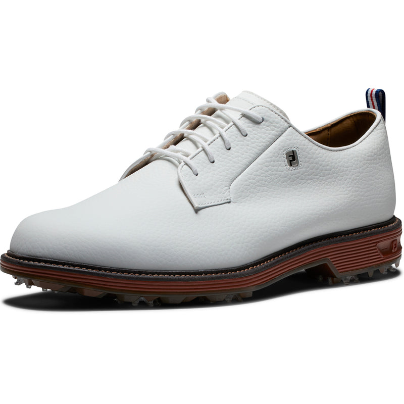 FootJoy Premiere Series Field Spiked Waterproof Shoes - White/White/Brick