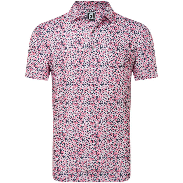 FootJoy Primrose Print Lisle Polo Shirt - Coral Red