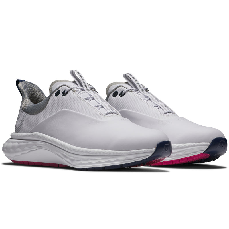 FootJoy Quantum Spikeless Waterproof Shoes - White/Blue/Pink