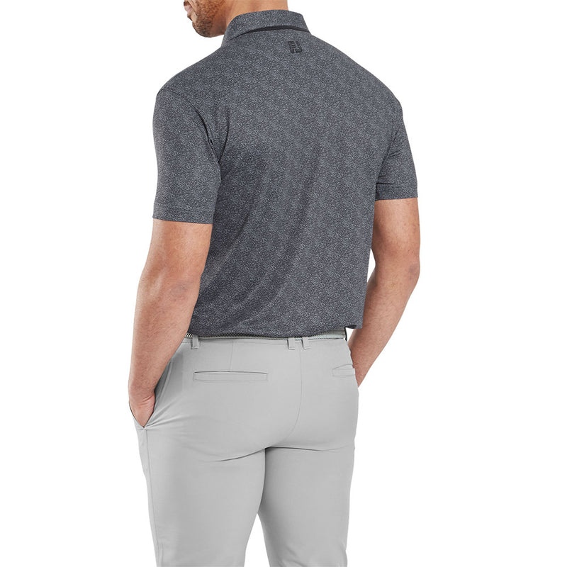 FootJoy Speckle Print Pique Polo Shirt - Black/Flint