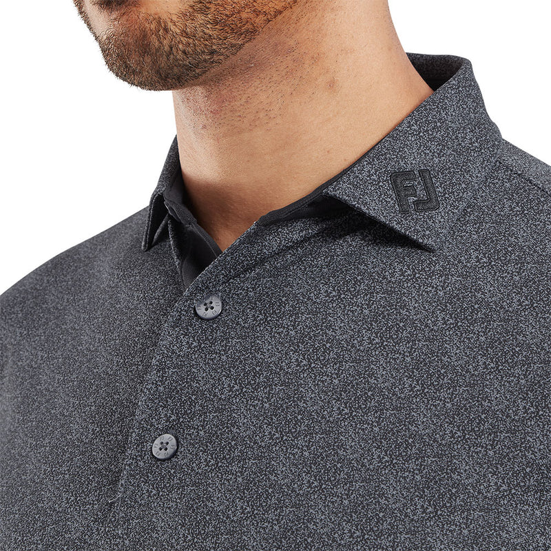 FootJoy Speckle Print Pique Polo Shirt - Black/Flint