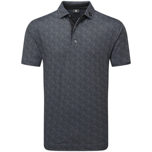 FootJoy Speckle Print Pique Polo Shirt - Black/Flint