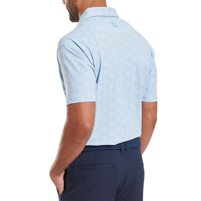 FootJoy Speckle Print Pique Polo Shirt - Blue Jay/White