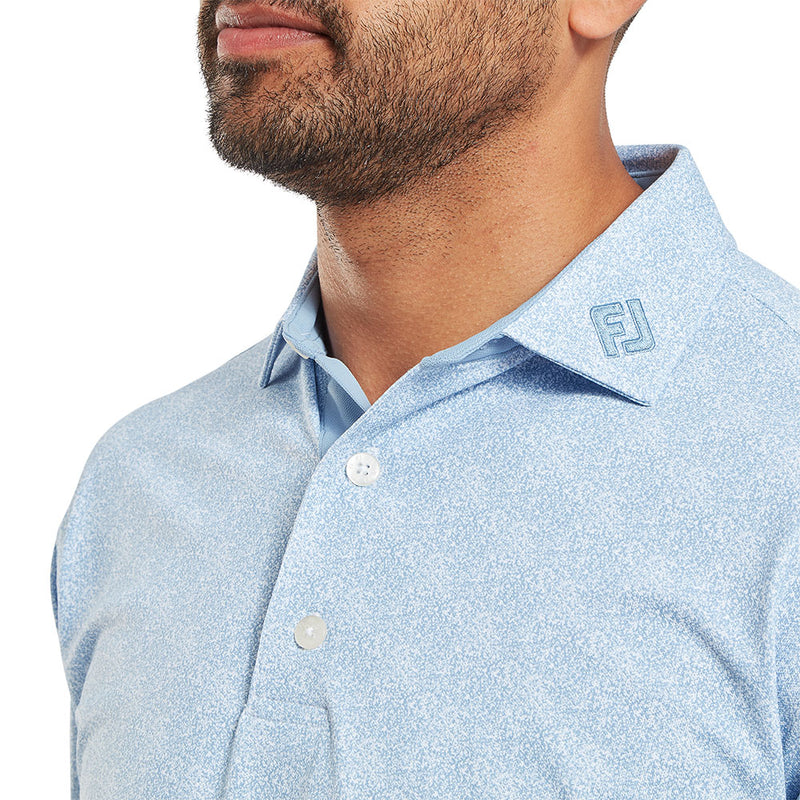 FootJoy Speckle Print Pique Polo Shirt - Blue Jay/White