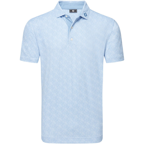 FootJoy Speckle Print Pique Polo Shirt - Blue Jay/White