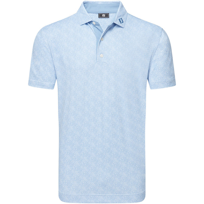 FootJoy Speckle Print Pique Polo Shirt - Blue Jay/White