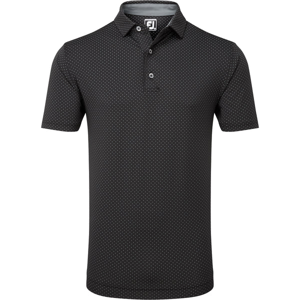 FootJoy Stretch Lisle Dot Print Polo Shirt - Black/Grey