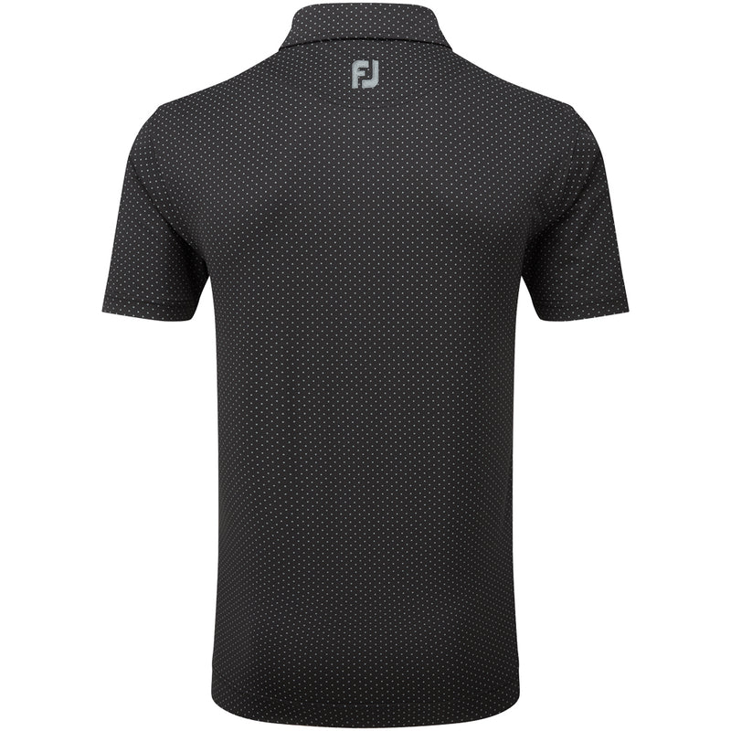 FootJoy Stretch Lisle Dot Print Polo Shirt - Black/Grey