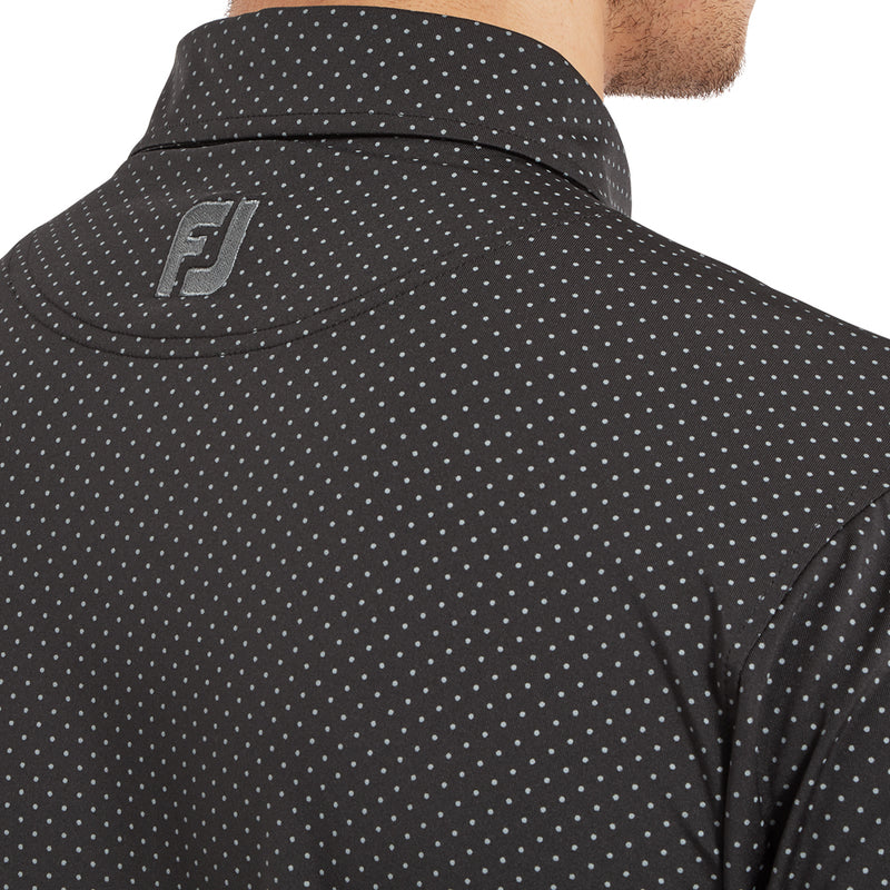 FootJoy Stretch Lisle Dot Print Polo Shirt - Black/Grey