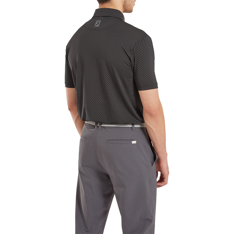 FootJoy Stretch Lisle Dot Print Polo Shirt - Black/Grey