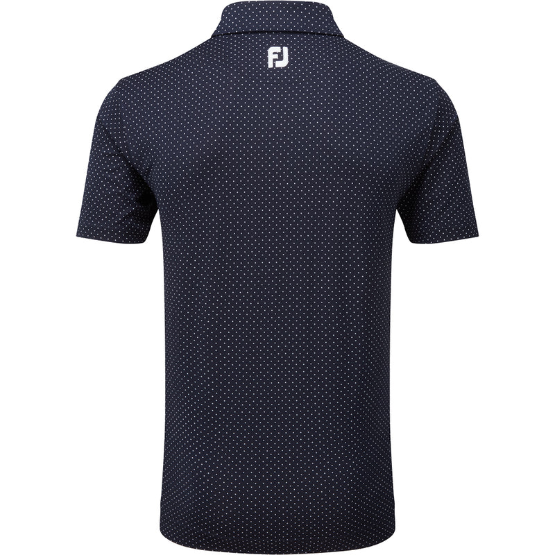 FootJoy Stretch Lisle Dot Print Polo Shirt - Navy/White